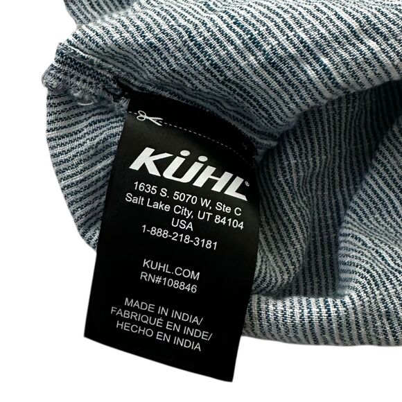 Kuhl Blue/White Pinstripe Organic Cotton Collared Shirt Women's Size Small 5-29 - Picture 4 of 6